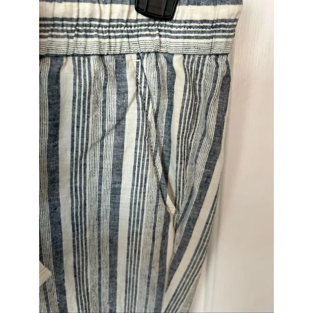 Ann Taylor linen stippled pants beach attire size xs blue and white
